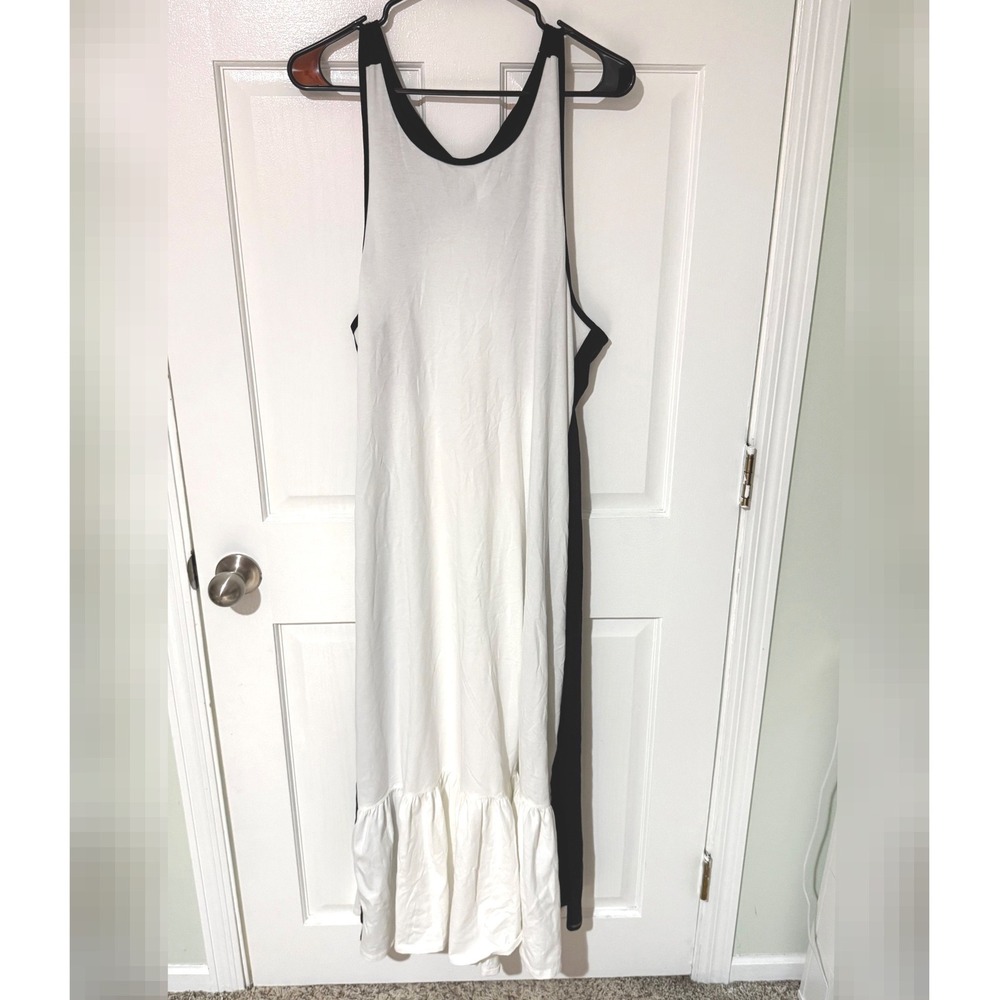 Daily Practice Anthropologie Colorblock‎ Maxi Dress White Black Plus 2X NWT
